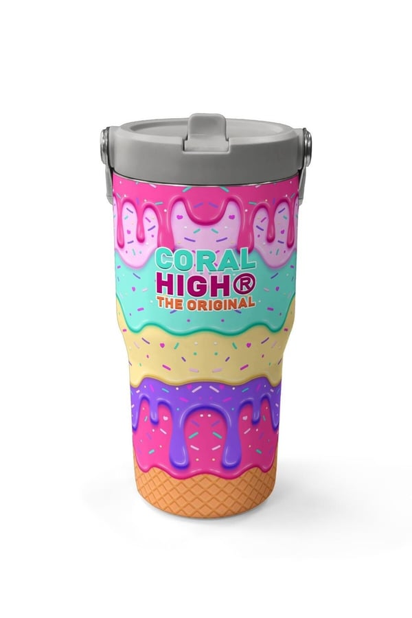 Coral High Dondurma Desenli Katlanır Ağızlıklı Çelik Termos 600 ml 38907