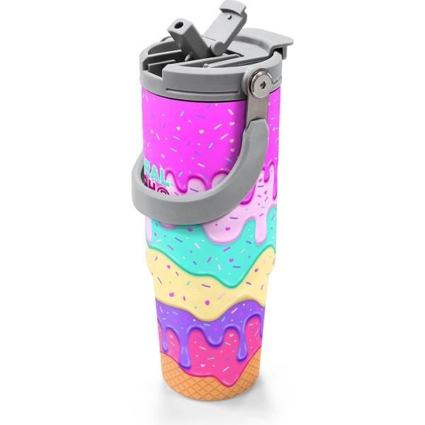 Coral High Dondurma Desenli Pipetli ve Direkt İçim Çelik Termos 900 ml 38741