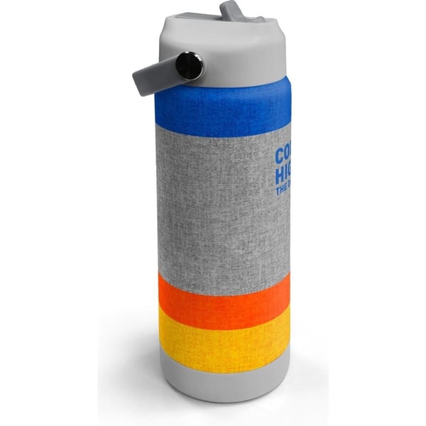 Coral High Gri Turuncu Çizgi Desenli Katlanır Ağızlıklı Çelik Termos 650 ml 38321