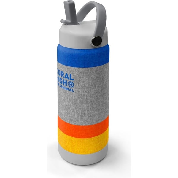 Coral High Gri Turuncu Çizgi Desenli Katlanır Ağızlıklı Çelik Termos 650 ml 38321