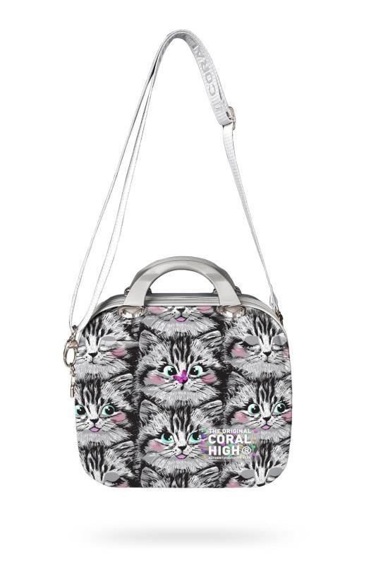 Coral High Kedi Desenli Omuz Askılı PC Makyaj Çantası 16899