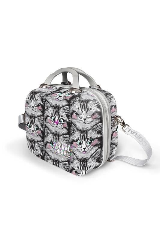 Coral High Kedi Desenli Omuz Askılı PC Makyaj Çantası 16899