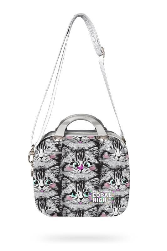 Coral High Kedi Desenli Omuz Askılı PC Makyaj Çantası 16899