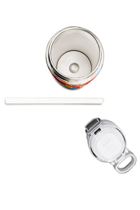 Coral High Kids Blok Desenli Pipetli ve Direkt İçim Çelik Termos 500 ml 31991