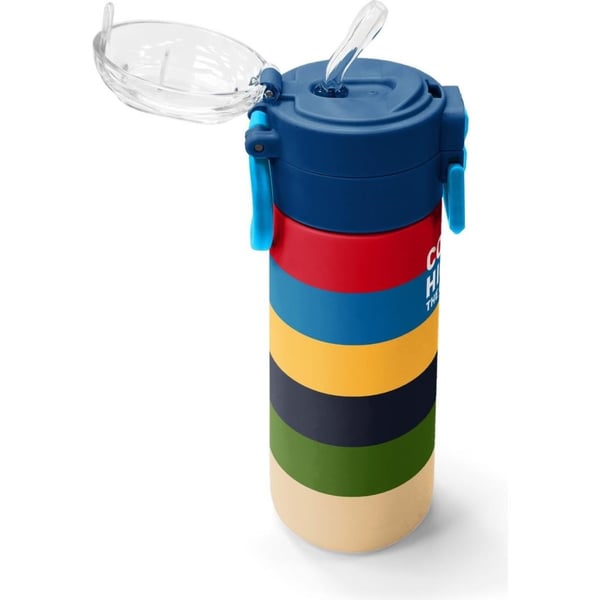 Coral High Kids Çok Renkli Çizgi Desenli Pipetli ve Direkt İçim Çelik Termos 500 ml 38112
