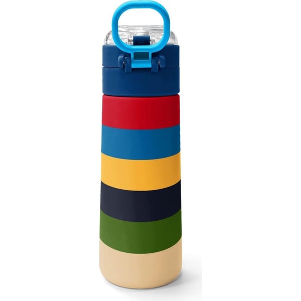 Coral High Kids Çok Renkli Çizgi Desenli Pipetli ve Direkt İçim Çelik Termos 500 ml 38112
