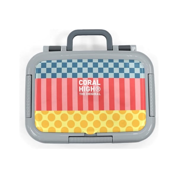 Coral High Kids Çok Renkli Dama Çizgi Puantiye Desenli Paslanmaz Çelik Beslenme Kabı 39104
