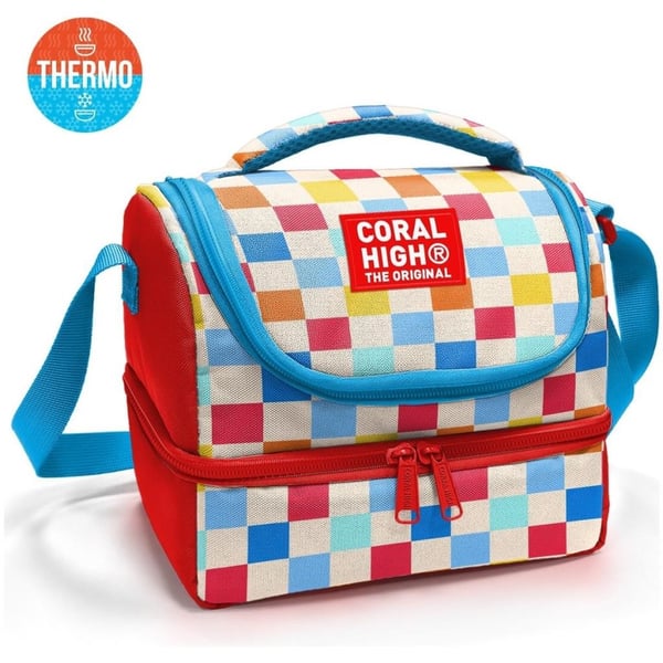 Coral High Kids Çok Renkli Dama Desenli Thermo İki Katlı Beslenme Çantası 37205