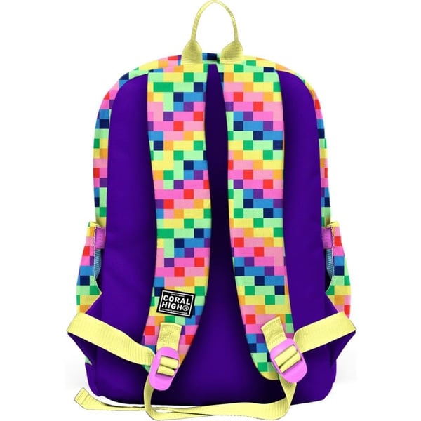 Coral High Kids Çok Renkli Piksel Kalp Desenli Okul Sırt Çantası 33208