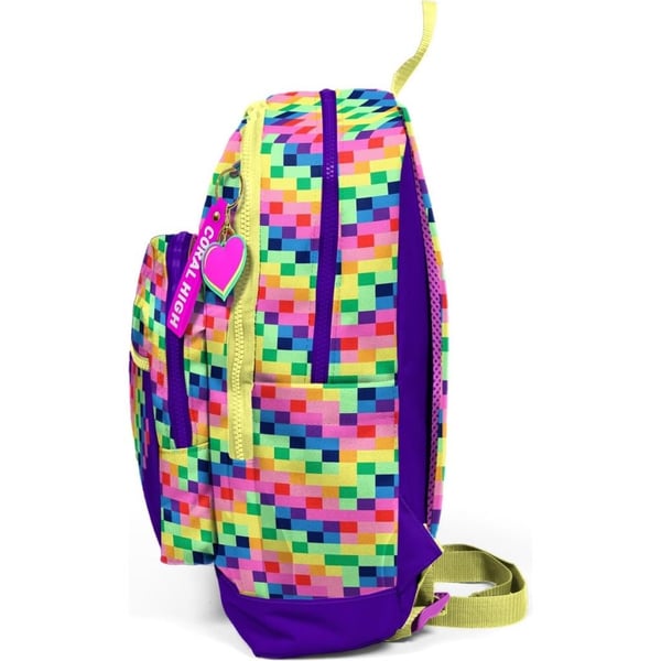 Coral High Kids Çok Renkli Piksel Kalp Desenli Okul Sırt Çantası 33208