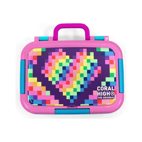 Coral High Kids Çok Renkli Piksel Kalp Desenli Paslanmaz Çelik Beslenme Kabı 39108