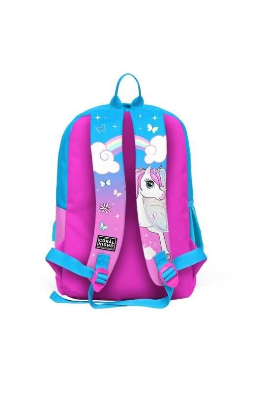Coral High Kids Coral High Kids Mavi Neon Pembe Unicorn Desenli Dört Bölmeli USB'li Okul Sırt Çantası 23811