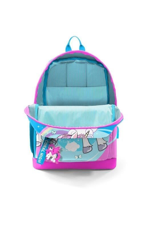Coral High Kids Coral High Kids Mavi Neon Pembe Unicorn Desenli Dört Bölmeli USB'li Okul Sırt Çantası 23811