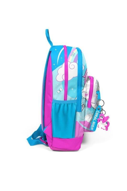 Coral High Kids Coral High Kids Mavi Neon Pembe Unicorn Desenli Dört Bölmeli USB'li Okul Sırt Çantası 23811