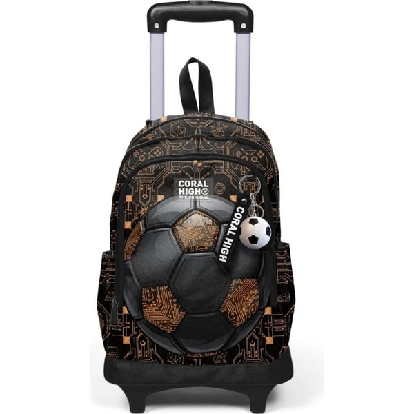 Coral High Kids Futbol Desenli Üç Bölmeli Çekçekli Okul Sırt Çantası 34017