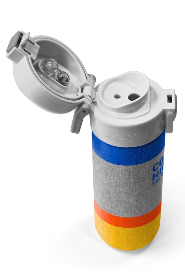 Coral High Kids Gri Turuncu Çizgi Desenli Pipetli ve Direkt İçim Çelik Termos 500 ml 38121