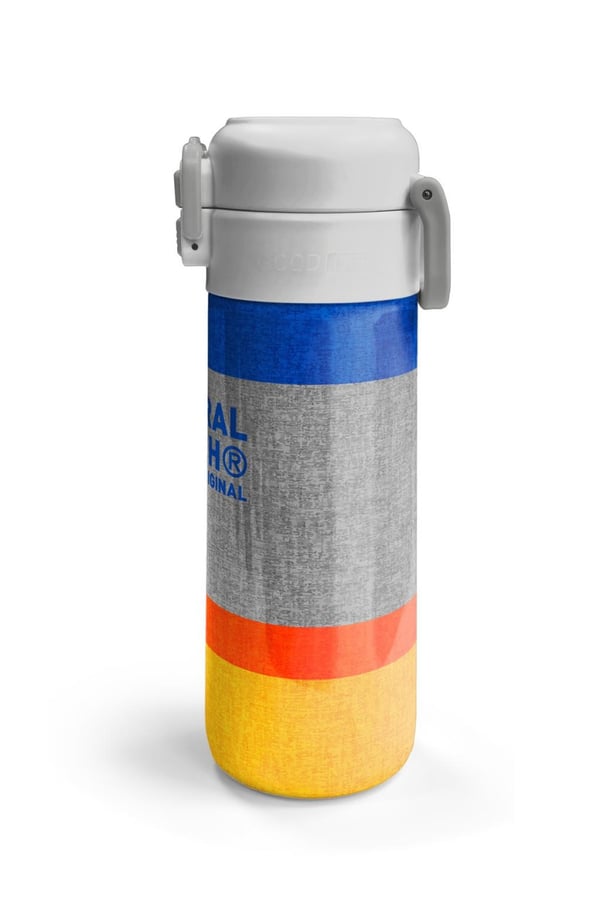 Coral High Kids Gri Turuncu Çizgi Desenli Pipetli ve Direkt İçim Çelik Termos 500 ml 38121