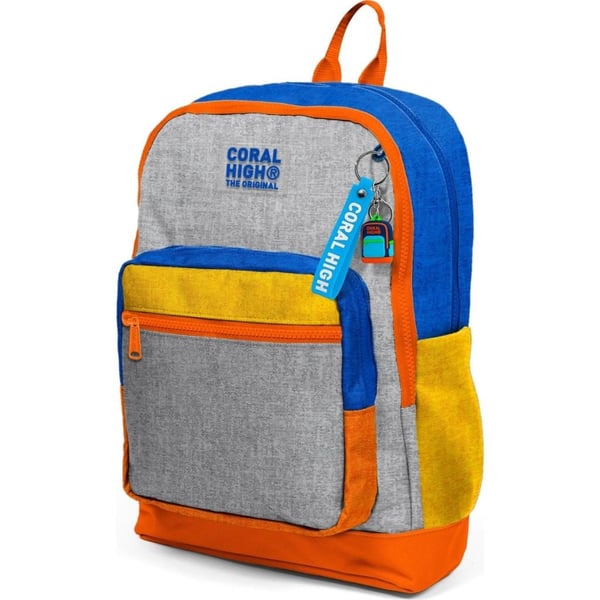Coral High Kids Gri Turuncu Renkli Okul Sırt Çantası 33221