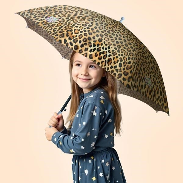Coral High Kids Kahverengi Leopar Desenli Çocuk Şemsiyesi 12670