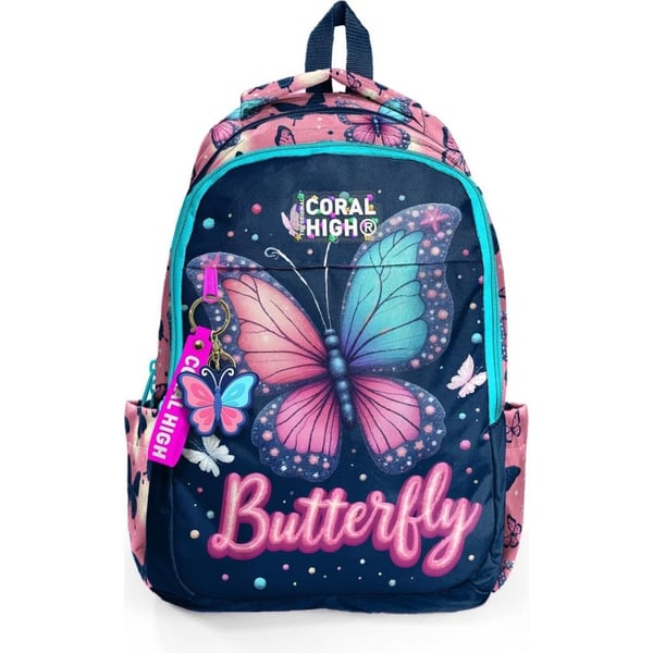 Coral High Kids Kelebek Desenli Üç Bölmeli Okul Sırt Çantası 33249