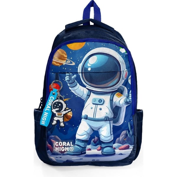 Coral High Kids Lacivert Astronot Desenli Üç Bölmeli Okul Sırt Çantası 33252