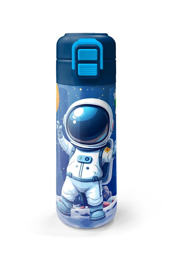 Coral High Kids Lacivert Astronot Desenli Pipetli ve Direkt İçim Çelik Termos 500 ml 38134