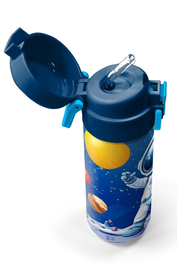 Coral High Kids Lacivert Astronot Desenli Pipetli ve Direkt İçim Çelik Termos 500 ml 38134
