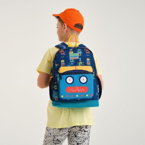 Coral High Kids Lacivert Çivit Robot Desenli Dört Bölmeli Okul Sırt Çantası 23472