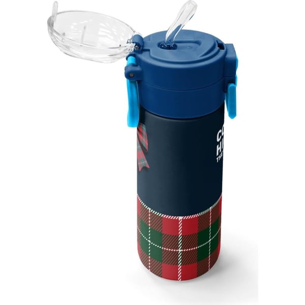 Coral High Kids Lacivert Ekose Fiyonk Desenli Pipetli ve Direkt İçim Çelik Termos 500 ml 38107