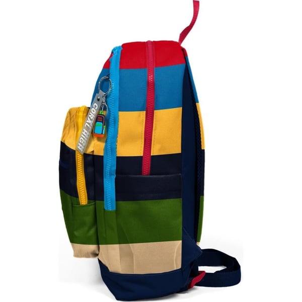 Coral High Kids Lacivert Sarı Kırmızı Çizgi Desenli Okul Sırt Çantası 33212