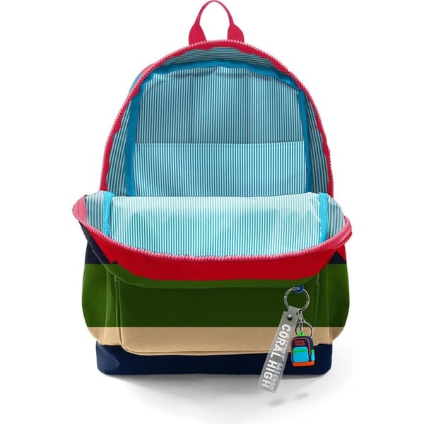 Coral High Kids Lacivert Sarı Kırmızı Çizgi Desenli Okul Sırt Çantası 33212