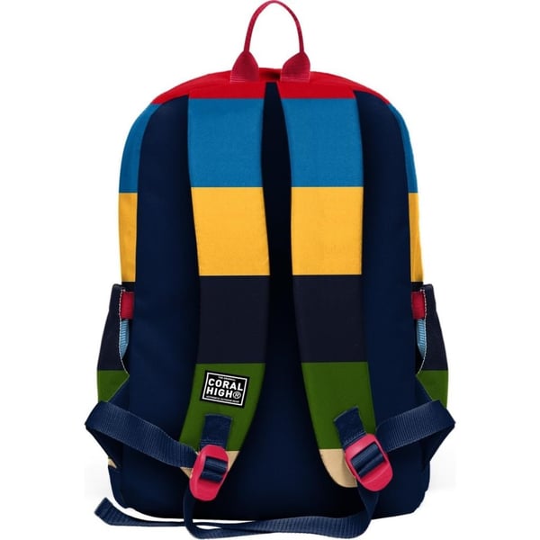Coral High Kids Lacivert Sarı Kırmızı Çizgi Desenli Okul Sırt Çantası 33212