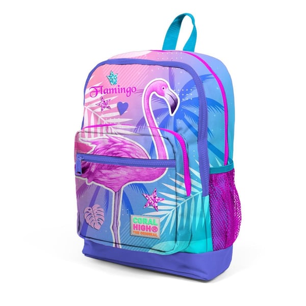 Coral High Kids Lavanta Pembe Flamingo Desenli Dört Bölmeli Okul Sırt Çantası 23705