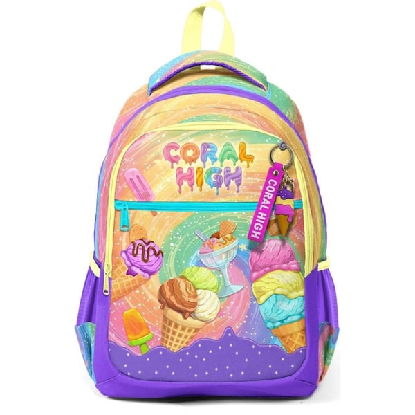 Coral High Kids Milka Dondurma Desenli Üç Bölmeli Okul Sırt Çantası 33254
