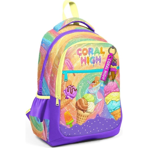 Coral High Kids Milka Dondurma Desenli Üç Bölmeli Okul Sırt Çantası 33254