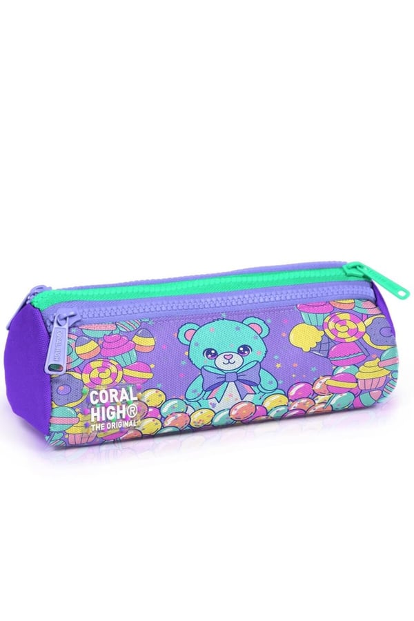 Coral High Kids Milka Şeker Ayıcık Desenli Üç Bölmeli Kalem Çantası 31005
