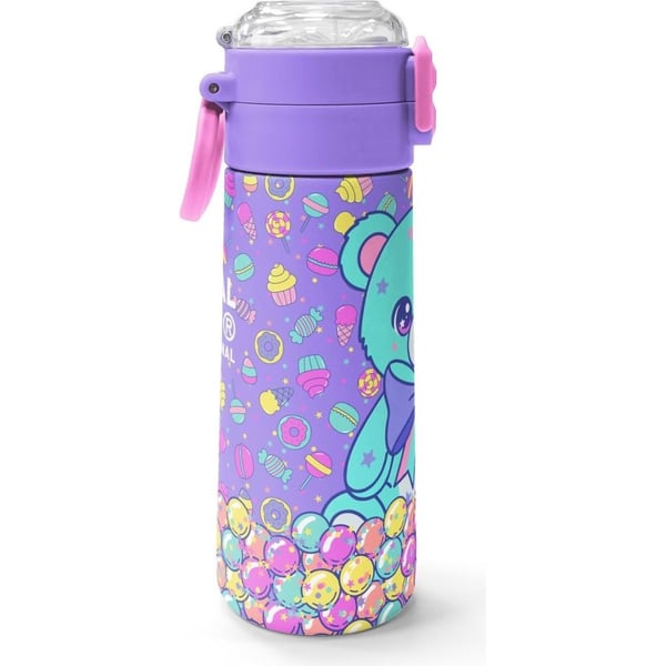 Coral High Kids Milka Şeker Ayıcık Desenli Pipetli ve Direkt İçim Çelik Termos 500 ml 38105