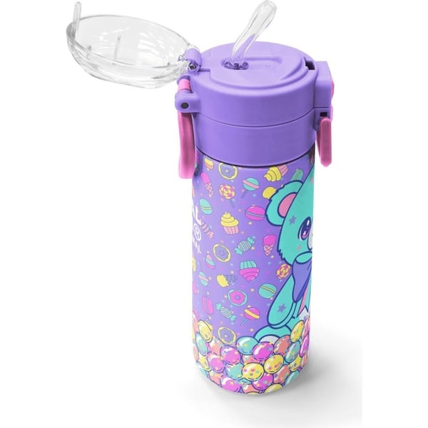 Coral High Kids Milka Şeker Ayıcık Desenli Pipetli ve Direkt İçim Çelik Termos 500 ml 38105