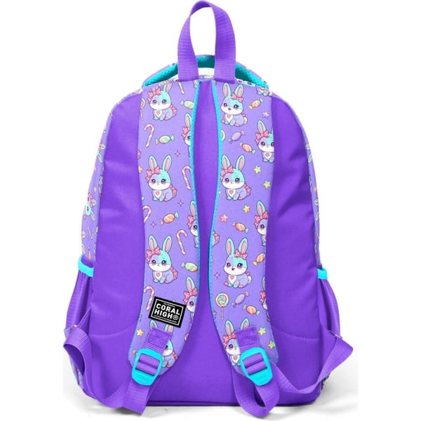 Coral High Kids Milka Su Yeşili Tavşan Desenli Üç Bölmeli Okul Sırt Çantası 33255