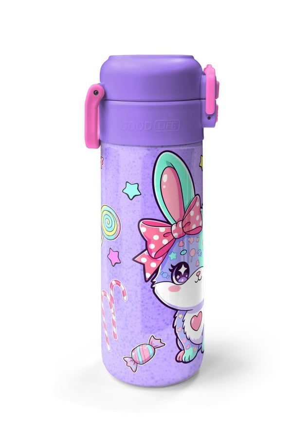 Coral High Kids Milka Su Yeşili Tavşan Desenli Pipetli ve Direkt İçim Çelik Termos 500 ml 38137