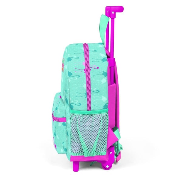 Coral High Kids Minik Yuva Çekçekli Sırt Çantası Su Yeşili Neon Pembe Flamingo Desenli İki Bölmeli 24004