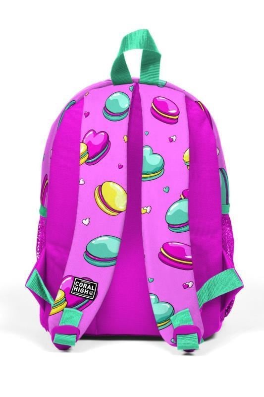 Coral High Kids Minik Yuva Sırt Çantası Açık Pembe Su Yeşili Makaron Desenli İki Bölmeli 23325