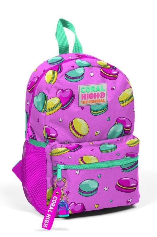 Coral High Kids Minik Yuva Sırt Çantası Açık Pembe Su Yeşili Makaron Desenli İki Bölmeli 23325