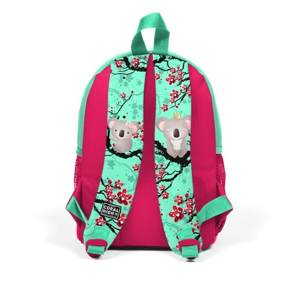 Coral High Kids Minik Yuva Sırt Çantası Su Yeşili Neon Mercan Koala Desenli İki Bölmeli 23513