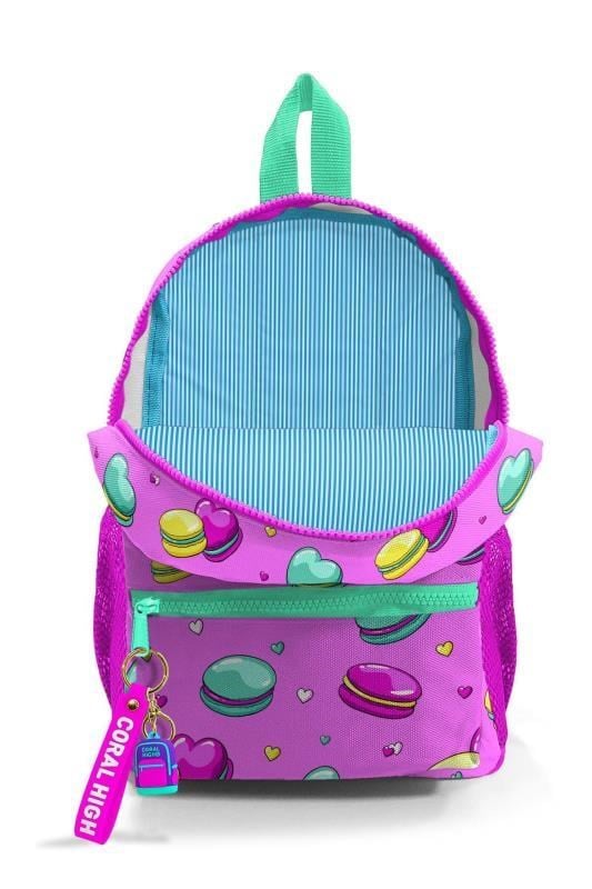 Coral High Kids Minik Yuva Sırt Çantası Açık Pembe Su Yeşili Makaron Desenli İki Bölmeli 23325