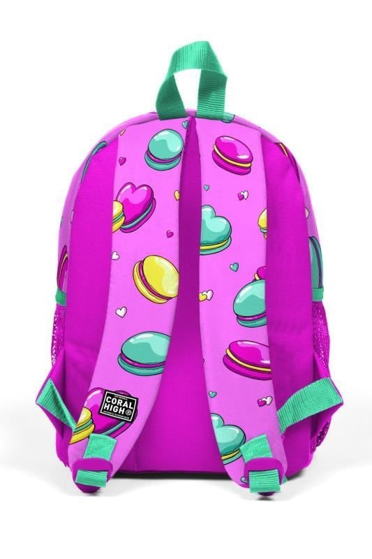 Coral High Kids Minik Yuva Sırt Çantası Açık Pembe Su Yeşili Makaron Desenli İki Bölmeli 23325