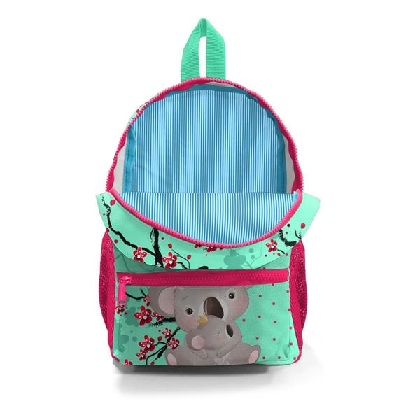 Coral High Kids Minik Yuva Sırt Çantası Su Yeşili Neon Mercan Koala Desenli İki Bölmeli 23513
