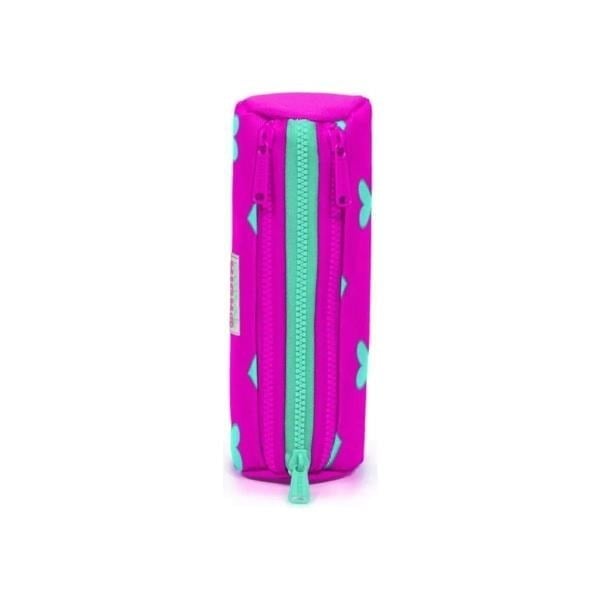 Coral High Kids Neon Pembe Su Yeşili Kalp Desenli Üç Bölmeli Kalem Çantası 22317