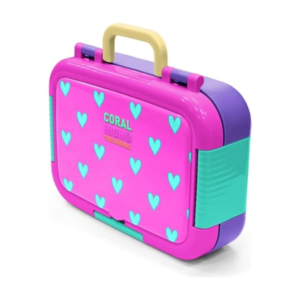 Coral High Kids Neon Pembe Su Yeşili Kalp Desenli Paslanmaz Çelik Beslenme Kabı 39212