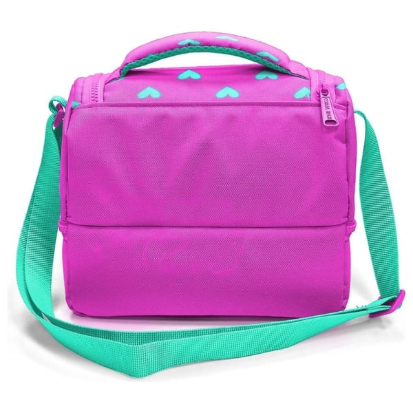 Coral High Kids Neon Pembe Su Yeşili Kalpj Desenli Thermo İki Katlı Beslenme Çantası 37212